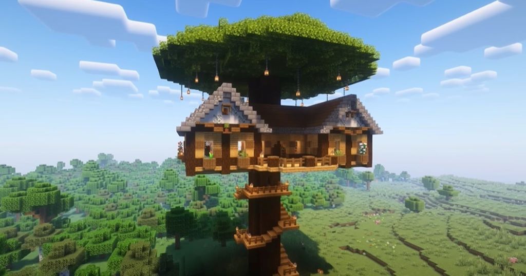 Step-by-step Minecraft roof construction showing gable roof building technique with oak planks