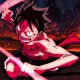 Luffy activating Gear Second with steam rising from his body showing increased speed capabilities